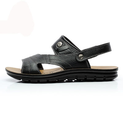 2 In 1 Pria Sandal Kulit Kerajinan Tangan Sandal cokelat cokelat untuk musim panas