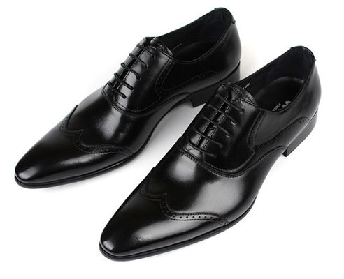Kantor Hitam Kulit Pakaian Sepatu Waterproof, Men mencucuk kaki Pria buatan tangan sepatu kulit