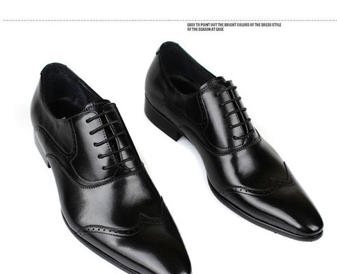 Kantor Hitam Kulit Pakaian Sepatu Waterproof, Men mencucuk kaki Pria buatan tangan sepatu kulit