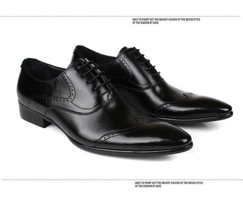 Kantor Hitam Kulit Pakaian Sepatu Waterproof, Men mencucuk kaki Pria buatan tangan sepatu kulit