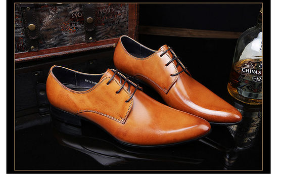 Celana pengantin pria dengan jari-jari menonjol Sepatu Kuning Dasi Up Sepatu Oxford buatan tangan