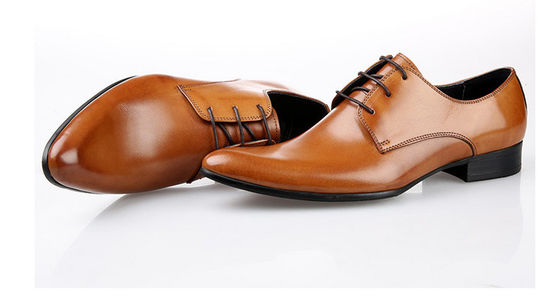 Celana pengantin pria dengan jari-jari menonjol Sepatu Kuning Dasi Up Sepatu Oxford buatan tangan