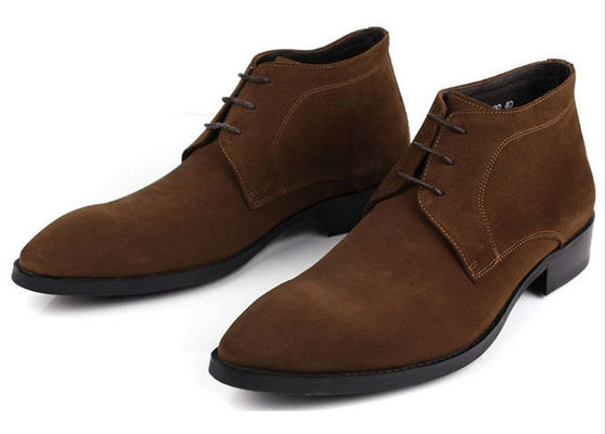 ODM Pria Boots Chelsea Suede, Hitam / Brown Pria Lace Up Casual Shoes