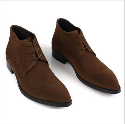 ODM Pria Boots Chelsea Suede, Hitam / Brown Pria Lace Up Casual Shoes