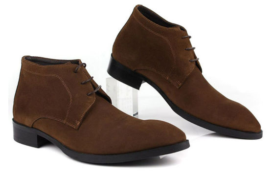 ODM Pria Boots Chelsea Suede, Hitam / Brown Pria Lace Up Casual Shoes