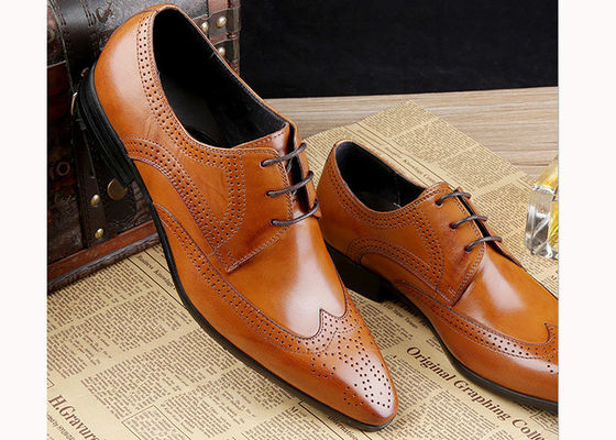 Sepatu Brogue Pria Formal Oxford Kulit Sapi Simpel Kaki Klasik Sepatu Pria