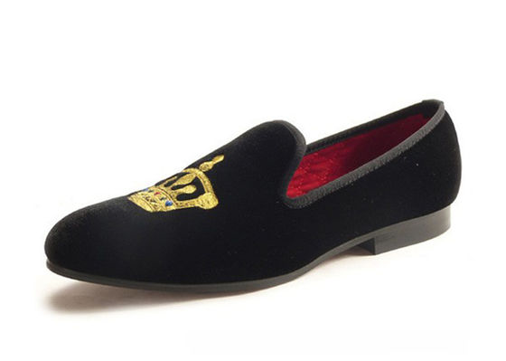 Motif Pria Summer Loafers, Slip On Crown bordir Pria Velvet Slippers