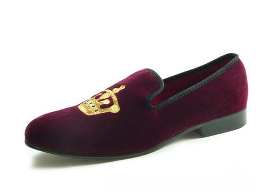 Motif Pria Summer Loafers, Slip On Crown bordir Pria Velvet Slippers