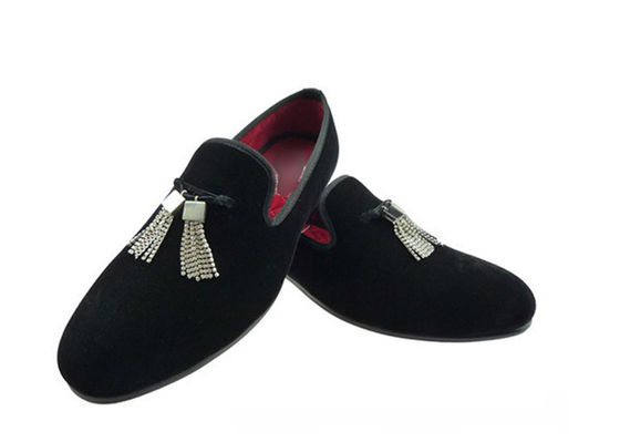 Custom Broded Pria Velvet Loafers Slip On Pria Mengemudi Moccasins