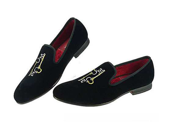 High Workmanship Pria bordir Loafers, tahan lama Pria Hitam Slip On Sepatu