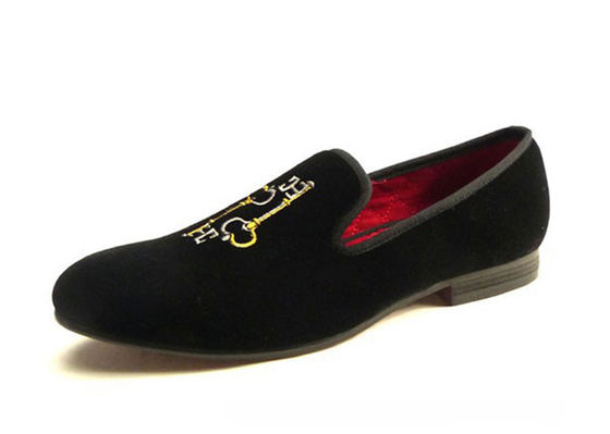 High Workmanship Pria bordir Loafers, tahan lama Pria Hitam Slip On Sepatu