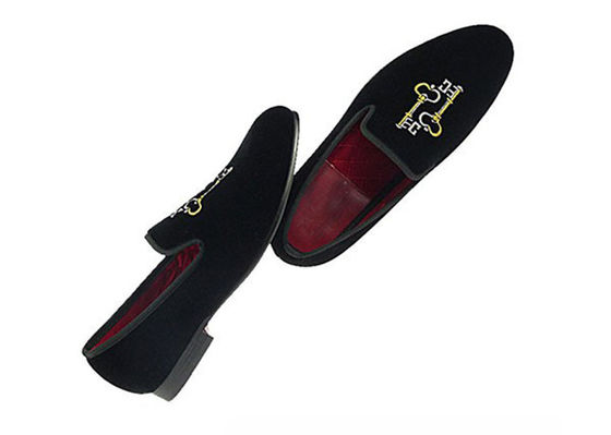 High Workmanship Pria bordir Loafers, tahan lama Pria Hitam Slip On Sepatu