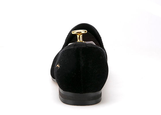 Pria Mewah Velvet Loafers Tali Casual Gaya Hitam Velvet Suede Sepatu