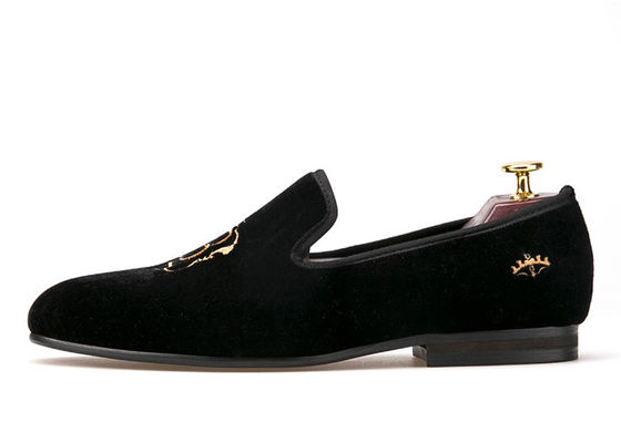 Pria Mewah Velvet Loafers Tali Casual Gaya Hitam Velvet Suede Sepatu