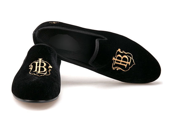 Pria Mewah Velvet Loafers Tali Casual Gaya Hitam Velvet Suede Sepatu