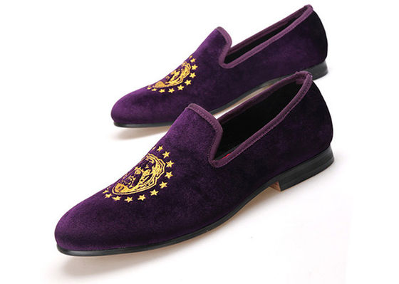 Handmade Purple Velvet Loafers Pria Gaya Musim Panas Casual Sepatu