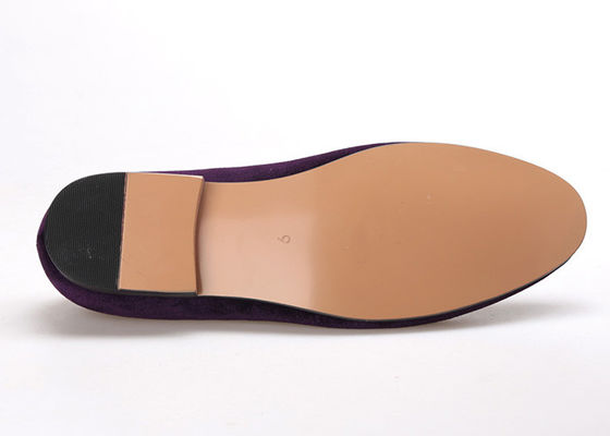 Handmade Purple Velvet Loafers Pria Gaya Musim Panas Casual Sepatu