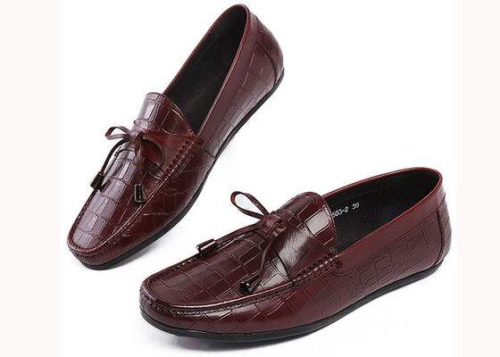 Pria Casual Kulit Loafers Anti Skidding Moccasins Bow Tie Flat Shoes