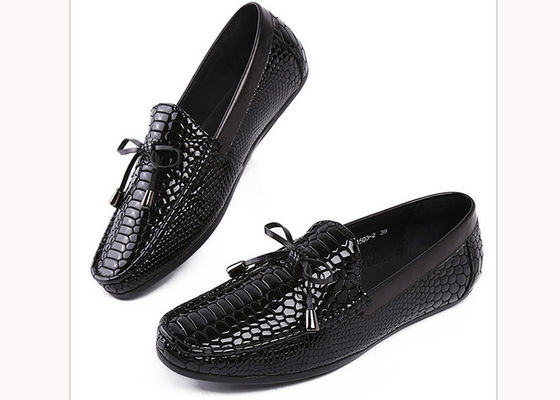 Pria Casual Kulit Loafers Anti Skidding Moccasins Bow Tie Flat Shoes