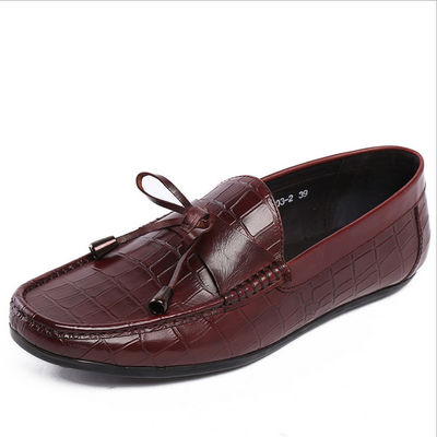 Pria Casual Kulit Loafers Anti Skidding Moccasins Bow Tie Flat Shoes