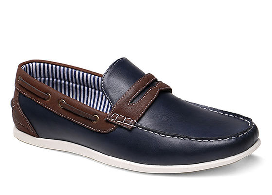 Flat Classic Mens Slip On Sneakers Kulit Twill Lining Hitam Loafers Rasional