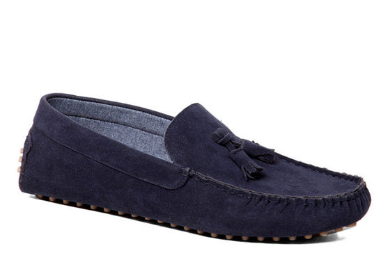Menjahit Gaya Flat Pria Hitam Sepatu Mengemudi, Moccasin - Gommino Suede Sepatu Mengemudi