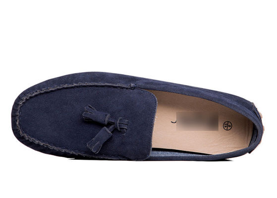 Menjahit Gaya Flat Pria Hitam Sepatu Mengemudi, Moccasin - Gommino Suede Sepatu Mengemudi