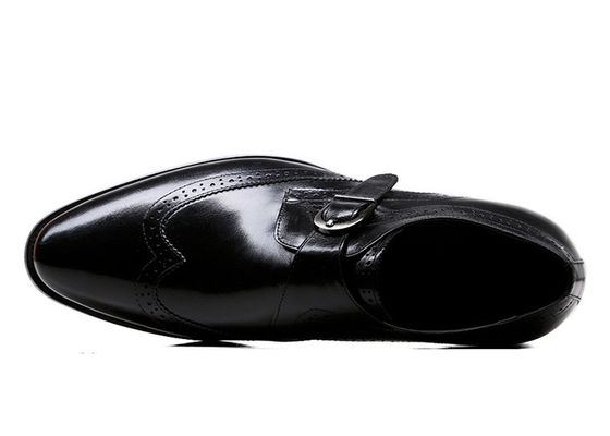 Sepatu pria dewasa hitam kulit asli sepatu gaya Brogue