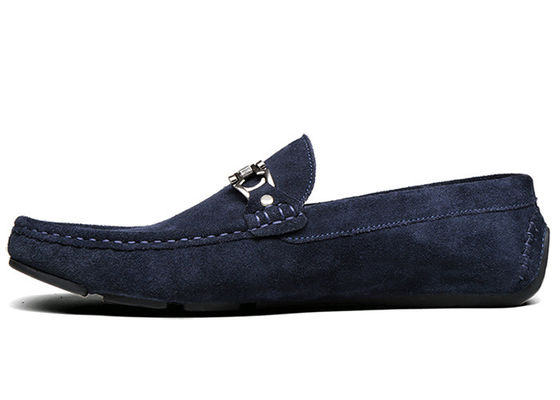 Spring / Autumn Pria Kulit Loafers Klasik Biru Suede Monk Sepatu Untuk Pria