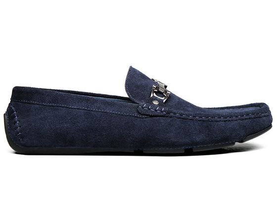 Spring / Autumn Pria Kulit Loafers Klasik Biru Suede Monk Sepatu Untuk Pria