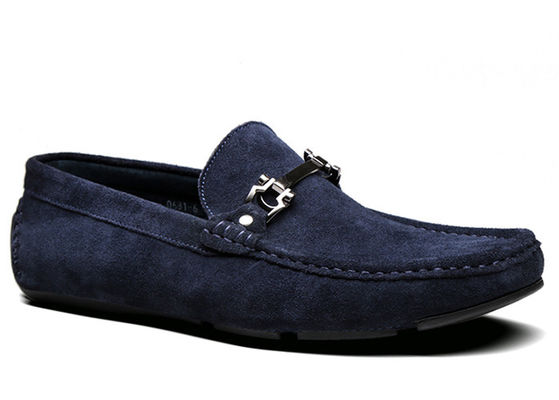 Spring / Autumn Pria Kulit Loafers Klasik Biru Suede Monk Sepatu Untuk Pria