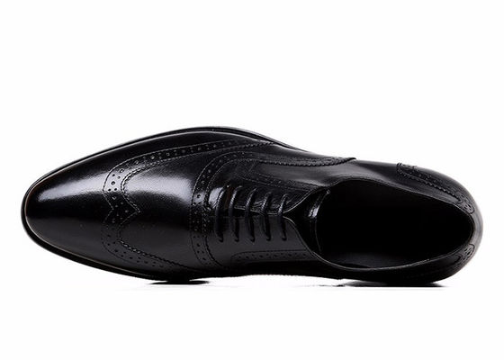 Goodyear Pria Hitam Kulit Brogues, Ukiran buatan tangan Pria Bisnis Kasual Sepatu
