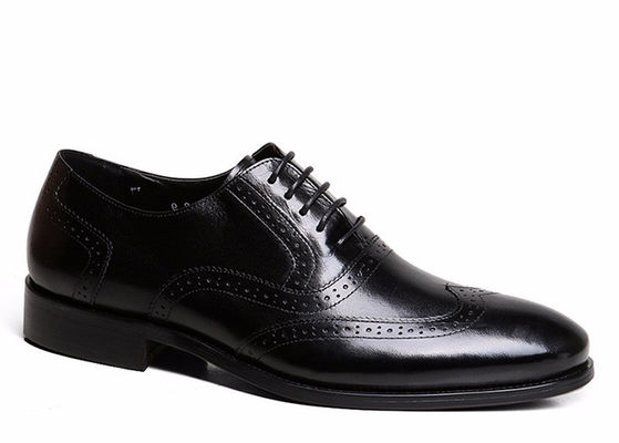 Goodyear Pria Hitam Kulit Brogues, Ukiran buatan tangan Pria Bisnis Kasual Sepatu