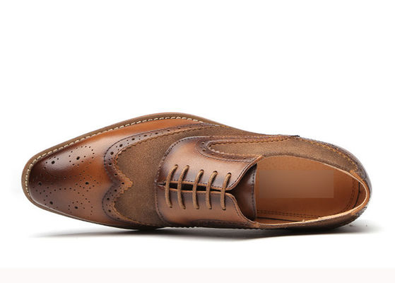 Hitam / coklat menunjuk kaki Pria Brogue Sepatu Oxford renda Up Sepatu Pernikahan