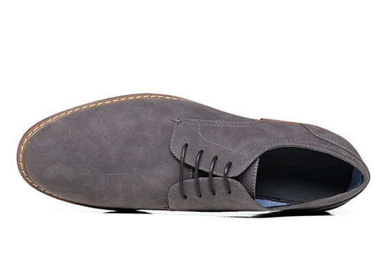 Kulit Suede Flat Casual Shoes, buatan tangan Gray Pria Kulit Sepatu Mengemudi