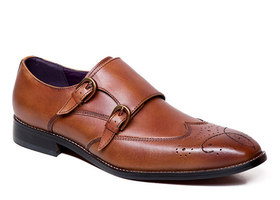 Pria Goodyear sepatu Welted, buatan tangan Double Monk tali sepatu pria