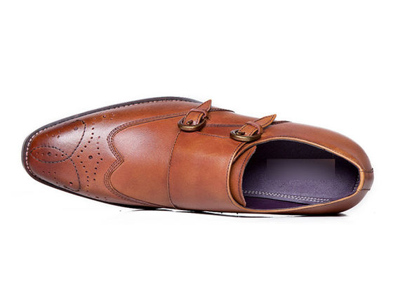 Pria Goodyear sepatu Welted, buatan tangan Double Monk tali sepatu pria