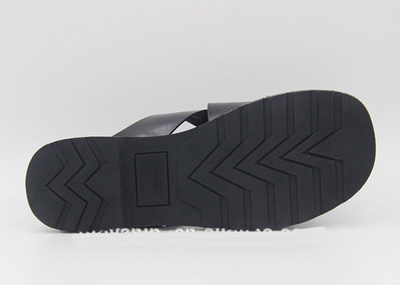 Fashion Pria Slipper Kulit Flip Flops Hitam Pria Sandal Kulit Musim Panas