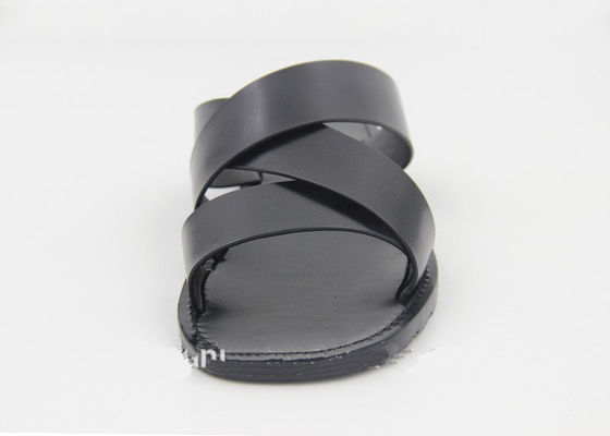 Fashion Pria Slipper Kulit Flip Flops Hitam Pria Sandal Kulit Musim Panas