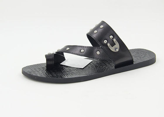 Rumah Pria Flip Flops Kulit Asli Musim Panas Sandal Pantai Sepatu
