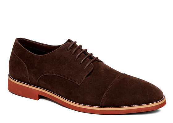Klasik asli kulit Kasual Sepatu, Round Toe Brown Suede Sepatu Mengemudi