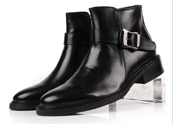 British Style Pria Hitam Buckle Ankle Boots Pribadi Pria Sepatu Zipper