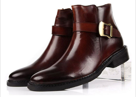 British Style Pria Hitam Buckle Ankle Boots Pribadi Pria Sepatu Zipper