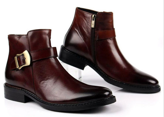 British Style Pria Hitam Buckle Ankle Boots Pribadi Pria Sepatu Zipper