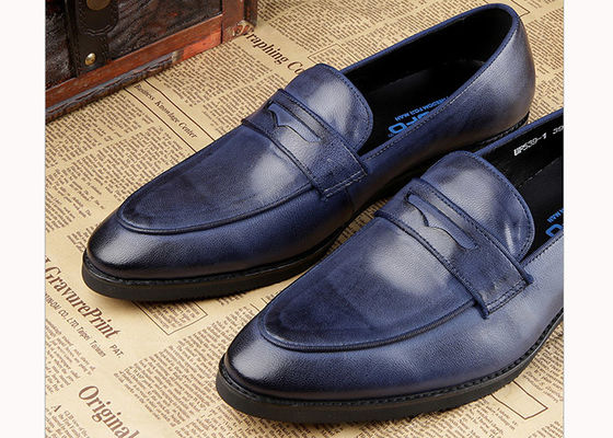 Sepatu Pria Kulit Casual Oxford Pria Blue Brogue Sepatu Untuk Pesta / Pernikahan