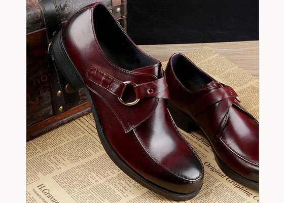 Full Grain Kulit Pria Pakaian Sepatu Customized Bisnis Biarawan Tali Sepatu Brown