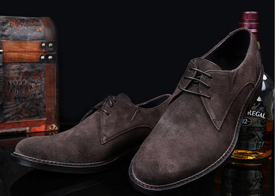 Gray / Hitam Gaya Inggris Oxford Sepatu, Pria Kulit Dan Suede Dress Sepatu