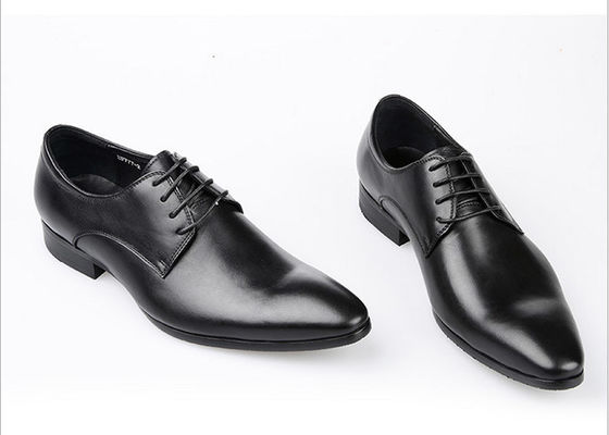 Romantic Soft Leather Men's Wedding Dress Shoes Pure Color Brush Off Gaya Inggris