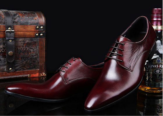 Romantic Soft Leather Men's Wedding Dress Shoes Pure Color Brush Off Gaya Inggris