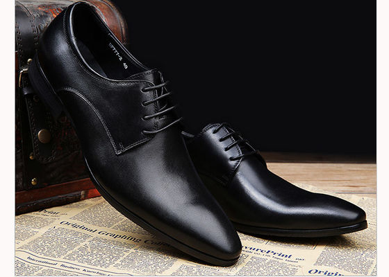 Romantic Soft Leather Men's Wedding Dress Shoes Pure Color Brush Off Gaya Inggris